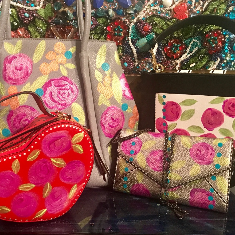 Hand painted cross body wallet/Purse